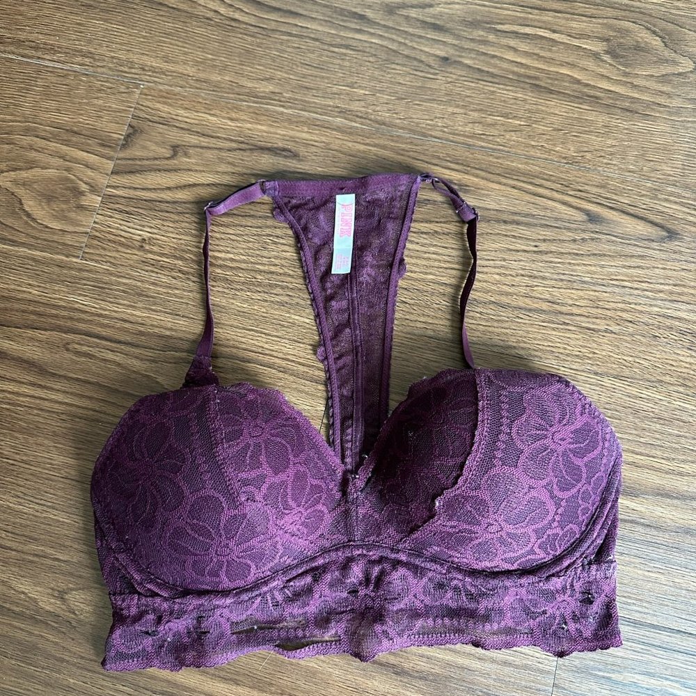 Tropical Lace Push-Up Bralette - Black Orchid (Maroon) - PINK Victoria's Secret